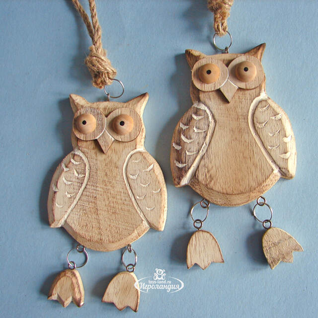 Деревянная елочная игрушка Лесной Филин 16 см, подвеска Breitner