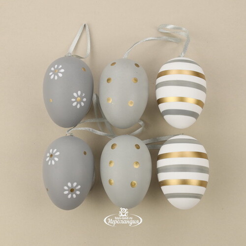 Пасхальные подвески Яйца - Romantic Easter 6 см, 6 шт Breitner