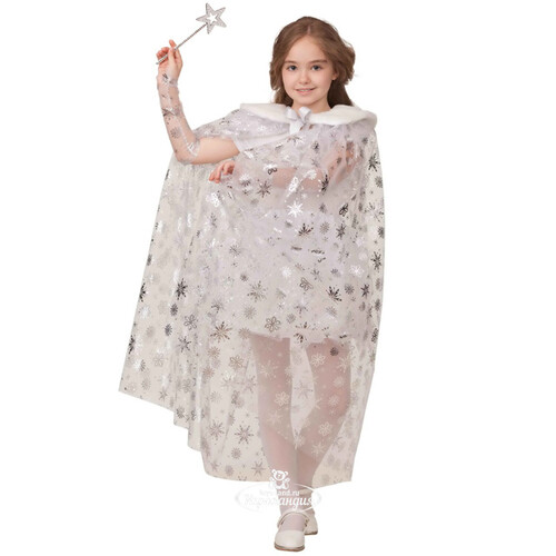 Карнавальный костюм Плащ Зимней Принцессы белый, рост 110-122 см Батик