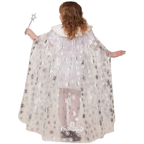 Карнавальный костюм Плащ Зимней Принцессы белый, рост 128-140 см Батик