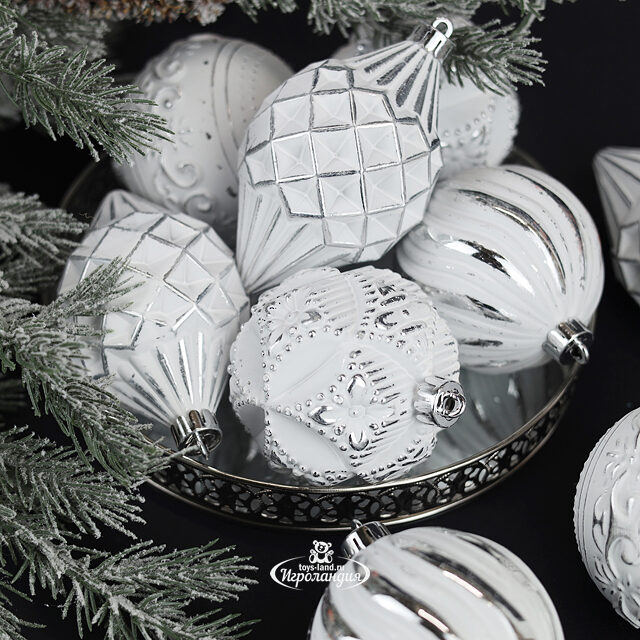 Набор пластиковых шаров Winter Candy: White silver 8 см, 16 шт Winter Deco