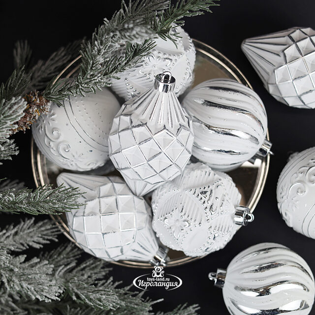 Набор пластиковых шаров Winter Candy: White silver 8 см, 16 шт Winter Deco