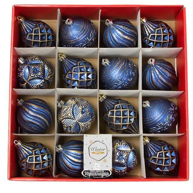 Набор пластиковых шаров Winter Candy: Blue 8 см, 16 шт Winter Deco