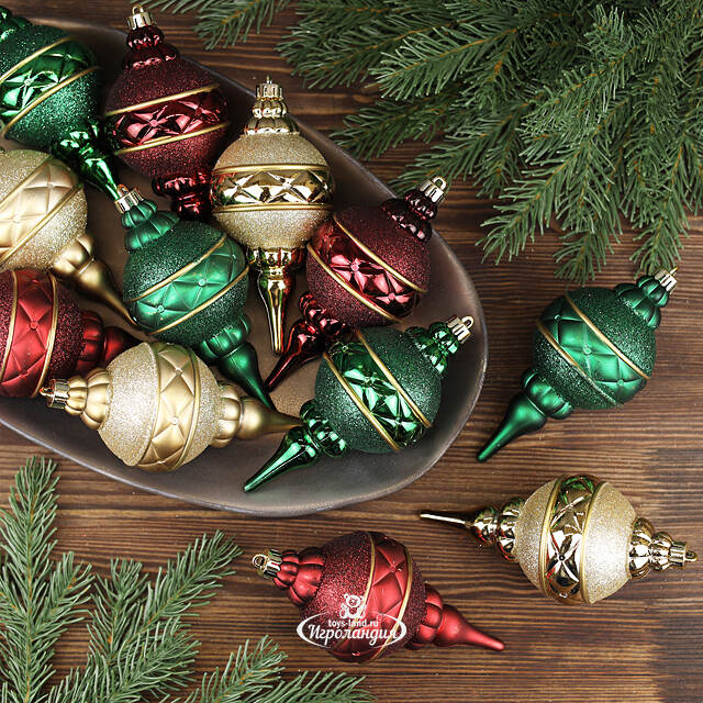 Набор елочных игрушек Vintage Christmas 15 см, 12 шт, пластик Winter Deco