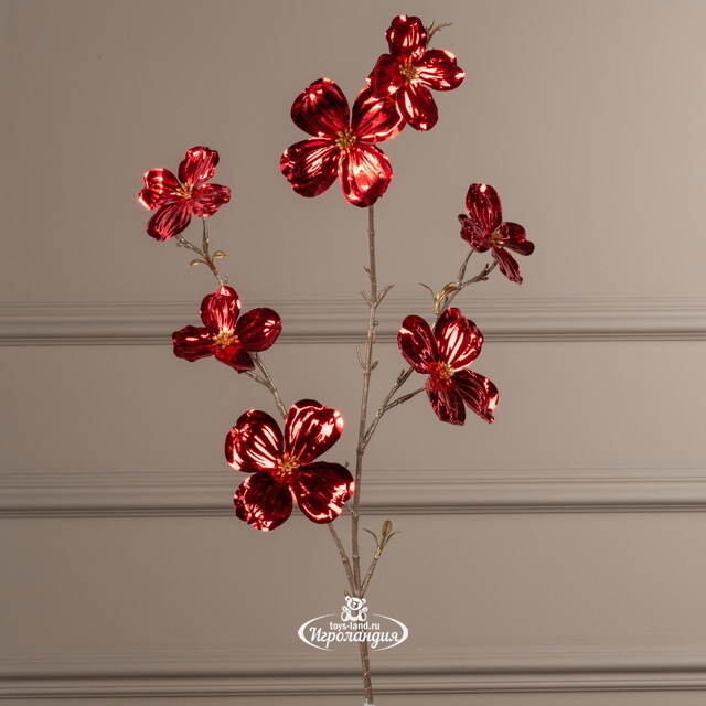 Декоративная ветка Элегантный Кизил 84 см, рубиново-красная Kaemingk