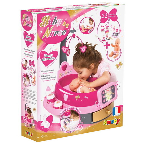 Игровой набор Кукла - младенец Baby Nurse в люльке с аксессуарами 54*50*39 см свет звук Smoby