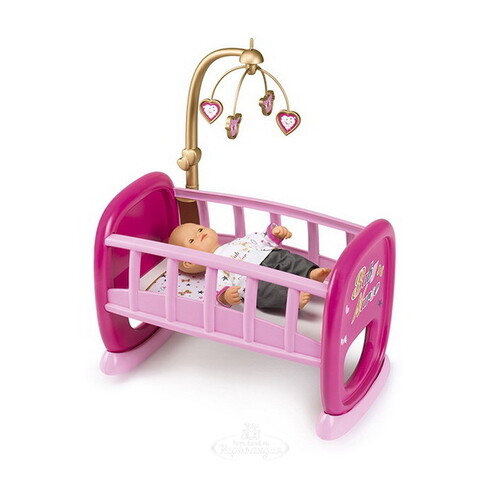 Кроватка для куклы Колыбель Baby Nurse с мобилем 59*46 см Smoby