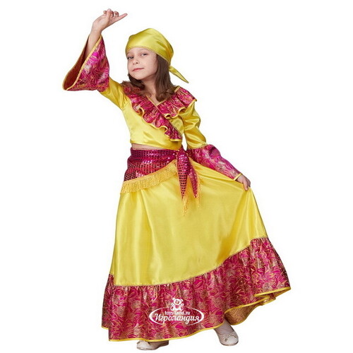 Карнавальный костюм Цыганка в желтом наряде, рост 122 см Батик
