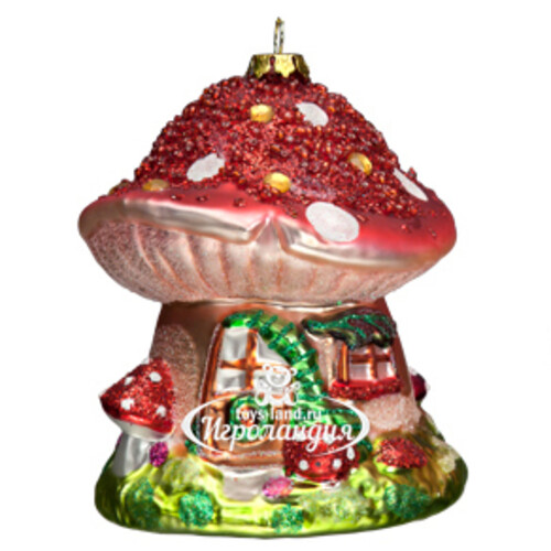 Стеклянная елочная игрушка Сказочный Домик - Грибок 11 см, подвеска Holiday Classics