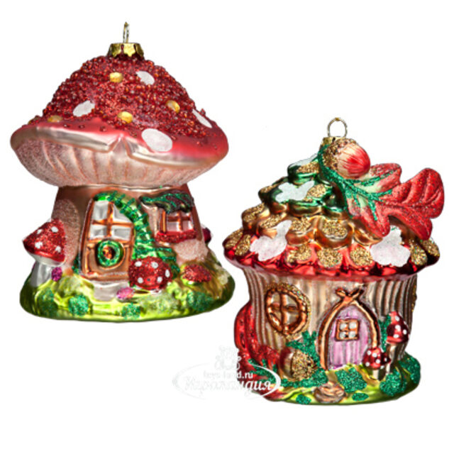 Стеклянная елочная игрушка Сказочный Домик - Грибок 11 см, подвеска Holiday Classics