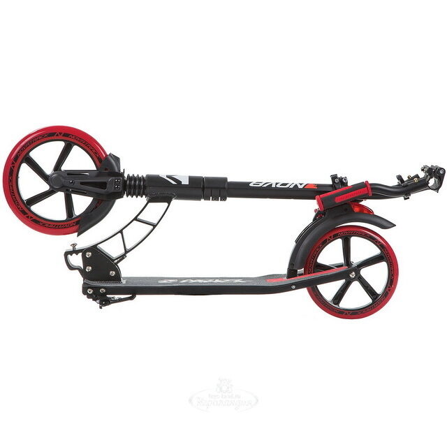 Самокат Novatrack Deft, колеса 230/200 мм, амортизатор, черный с красным, до 100 кг Novatrack (Новатрэк)