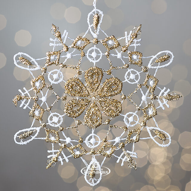 Кружевная елочная игрушка Снежинка Геттинген - Golden Lace 9 см Vogel