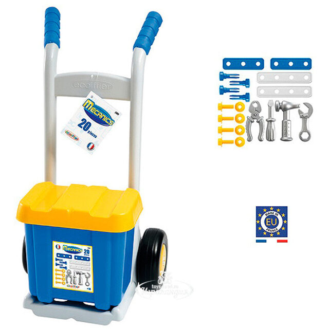 Тележка с инструментами 29*26*56 см 20 предметов голубой Ecoiffier (Экофир)
