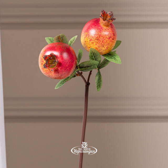 Искусственная ветка Гранат Шароли 33 см красная EDG (ЭДГ)