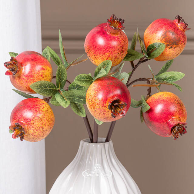 Искусственная ветка Гранат Шароли 33 см красная EDG (ЭДГ)