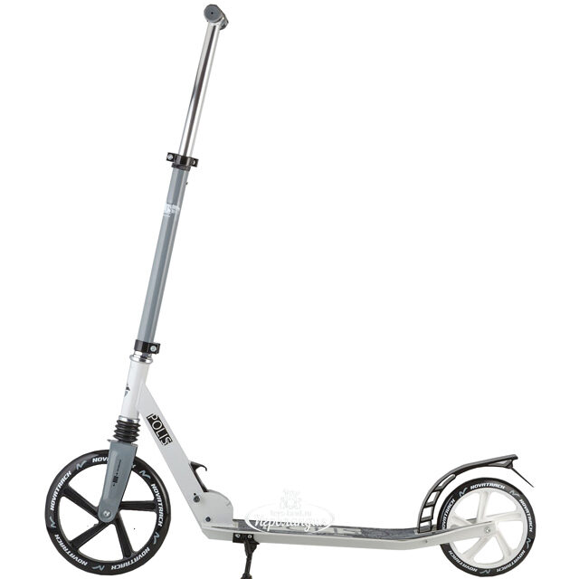 Самокат Novatrack Polis, колеса 250/200 мм, амортизатор, бело-серый, до 100 кг Novatrack (Новатрэк)