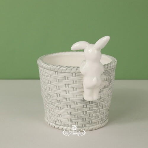 Декоративное кашпо Крошка Кролик 14*11 см серое Koopman