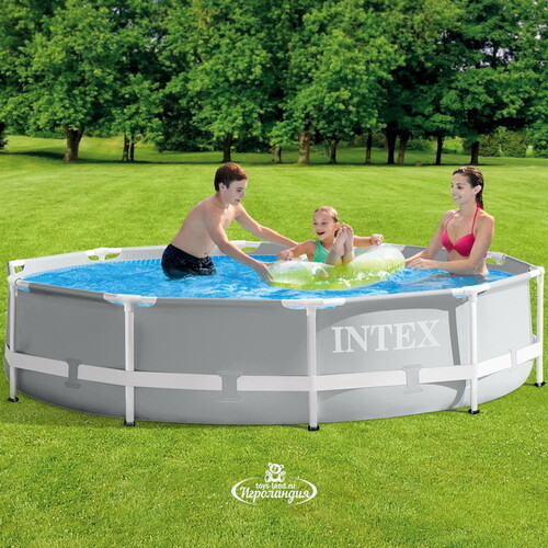 Каркасный бассейн 26702 Intex Prism Frame 305*76 см серый, картриджный фильтр INTEX