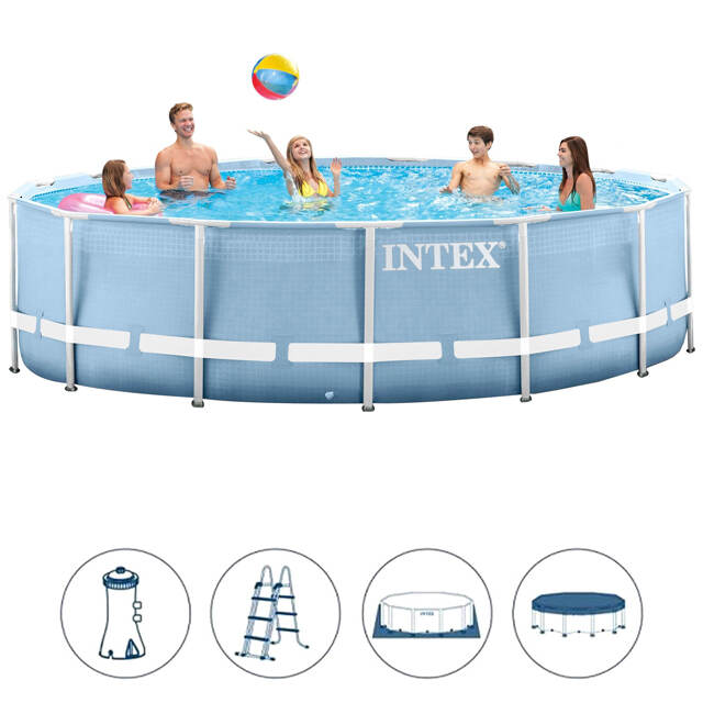 Каркасный бассейн Intex Prism Frame 457*122 см голубой, картриджный фильтрс, аксессуары INTEX