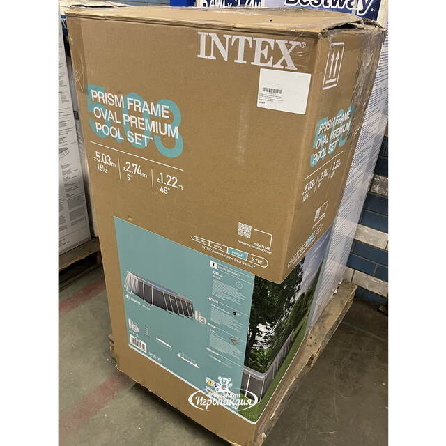 Каркасный овальный бассейн 26796 Intex Prism Frame 503*274*122 см, картриджный фильтр, аксессуары, уцененный INTEX