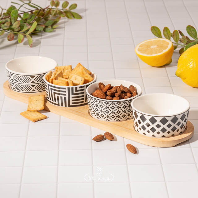 Набор для закусок Black and White 38*10 см, 5 предметов Koopman