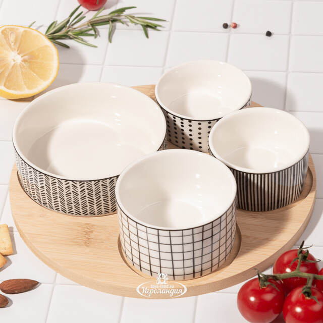 Набор для закусок Black and White 22 см, 5 предметов Koopman