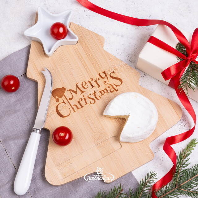 Набор для сыра и закусок Fiore Sardo 32*14 см с керамическим ножом и соусником, 3 предмета Koopman