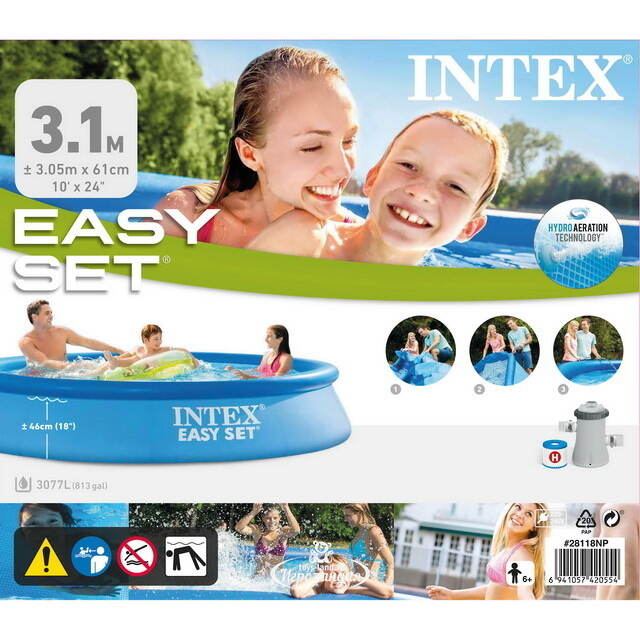 Надувной бассейн 28118 Intex Easy Set 305*61 см, фильтр-насос INTEX