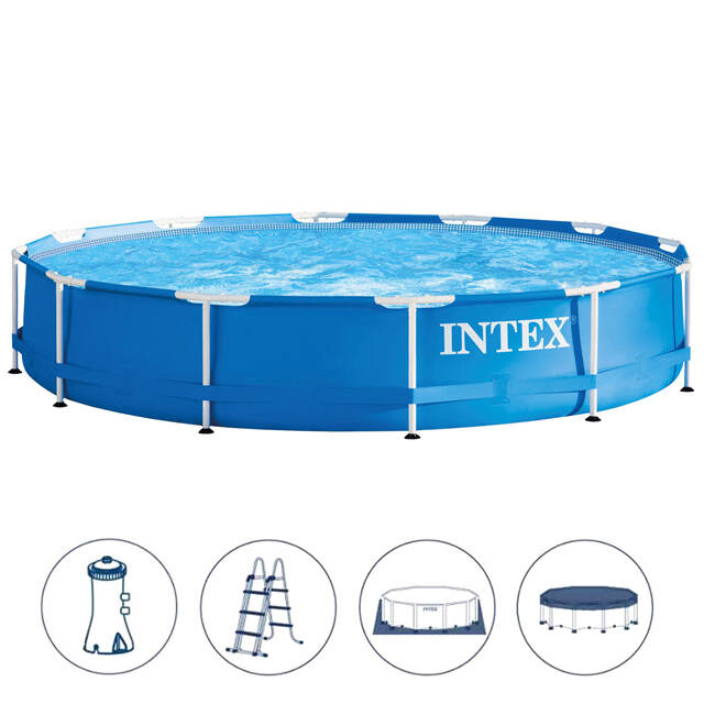 Каркасный бассейн Intex Metal Frame (Интекс Метал Фрейм) 457*84 см, картриджный фильтр, аксессуары INTEX (Интекс)