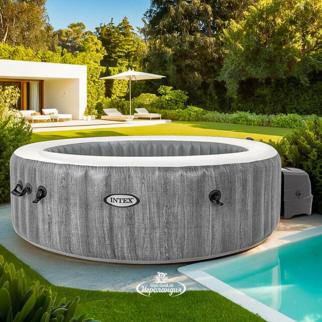 Надувной бассейн-джакузи Intex 28442 GreyWood Deluxe 216*71 см, аэромассаж, подсветка INTEX