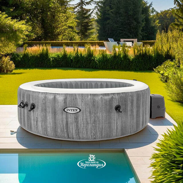 Надувной бассейн-джакузи Intex 28442 GreyWood Deluxe 216*71 см, аэромассаж, подсветка INTEX
