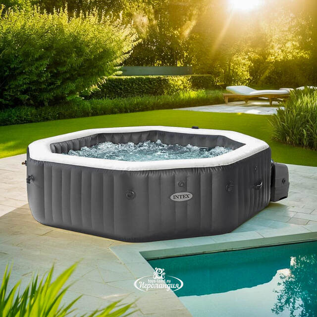 Надувной бассейн-джакузи Intex 28462 Jet Bubble Deluxe Onyx 218*71 см, аэро и гидромассаж, хлоргенератор INTEX