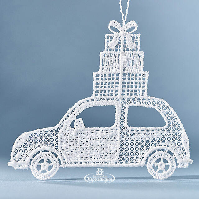 Кружевная елочная игрушка Машина с подарками 9 см Vogel (Вогель)
