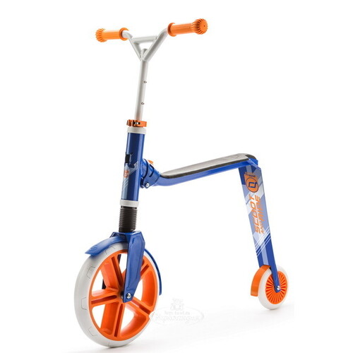 Самокат-беговел трансформер Highway Gangster, белый-голубой-оранжевый Scoot&Ride