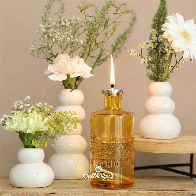 Набор стеклянных бутылок Porto 15 см, 3 шт, желтый Ideas4Seasons