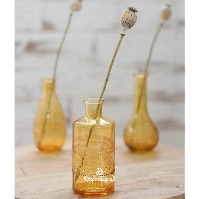Набор стеклянных бутылок Porto 15 см, 3 шт, желтый Ideas4Seasons