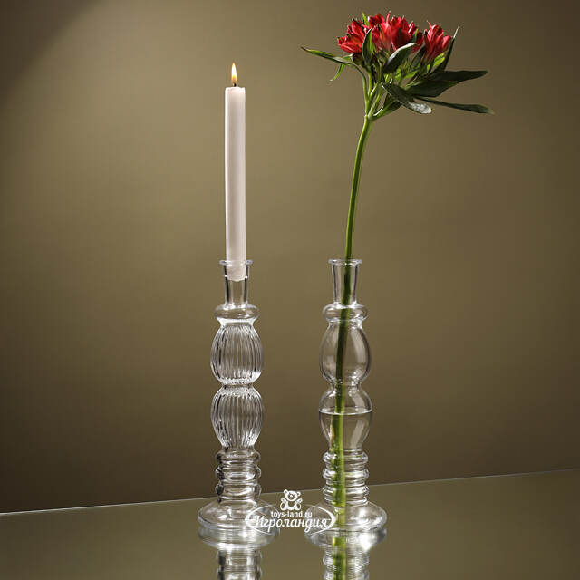 Стеклянная ваза-подсвечник Stefano 28 см прозрачная, 2 шт Ideas4Seasons