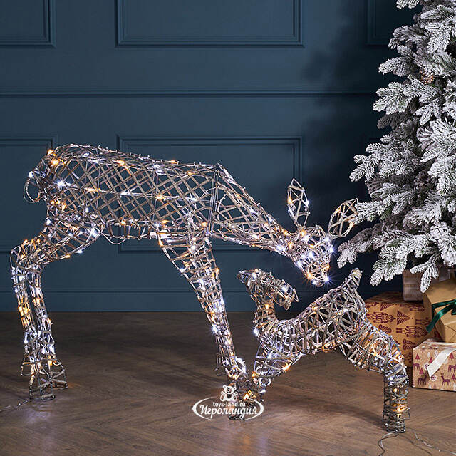 Набор светящихся оленей Малыш и Мама 2 шт, 48-102 см, 230 теплых/холодных белых LED ламп, IP44 Winter Deco