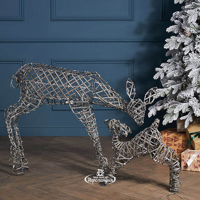 Набор светящихся оленей Малыш и Мама 2 шт, 48-102 см, 230 теплых/холодных белых LED ламп, IP44 Winter Deco