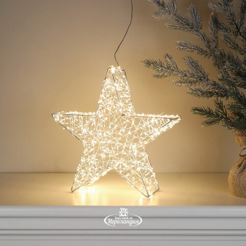 Cветодиодная звезда Торквато 30 см, 600 теплых белых микро LED ламп, IP44 Winter Deco