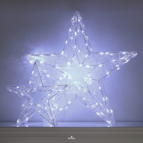 Cветодиодная звезда Селестия 50 см, 40 холодных белых LED ламп, на батарейках, IP44 Winter Deco