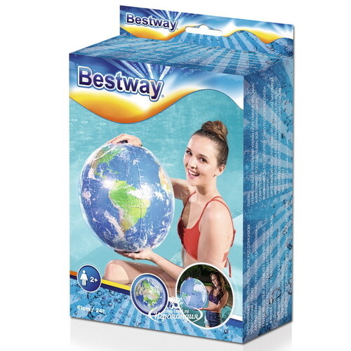 Надувной мяч с подсветкой Земной Шар 61 см Bestway