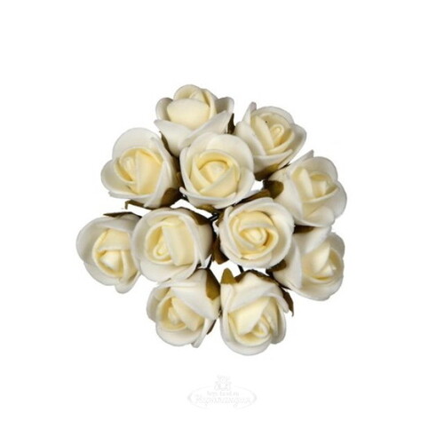 Искусственные розы для декора Lallita 10 см, 12 шт, кремовые Ideas4Seasons