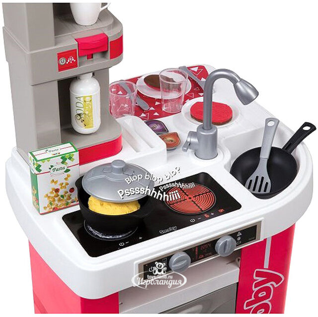 Детская кухня Tefal Studio 100*47*49 см 27 предметов, розовая с серым, свет, звук Smoby (Смуби)