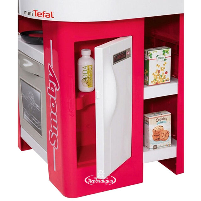 Детская кухня Tefal Studio 100*47*49 см 27 предметов, розовая с серым, свет, звук Smoby (Смуби)