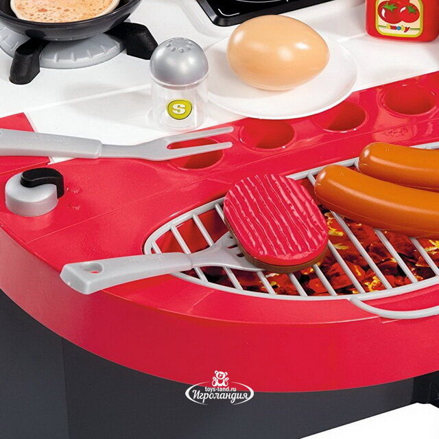 Детская кухня Tefal Super Chef Deluxe 97*115 см, 46 предметов, со звуком и пузырьками Smoby