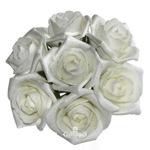 Искусственные розы для декора Lallita 18 см, 7 шт, жемчужные Ideas4Seasons