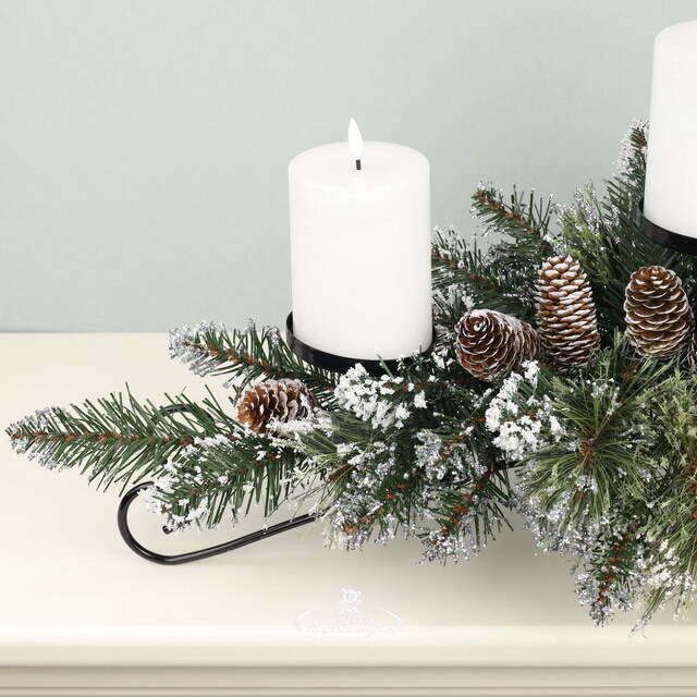 Подсвечник Bristle 76 см с шишками на 3 свечи, ЛЕСКА + ПВХ National Tree Company