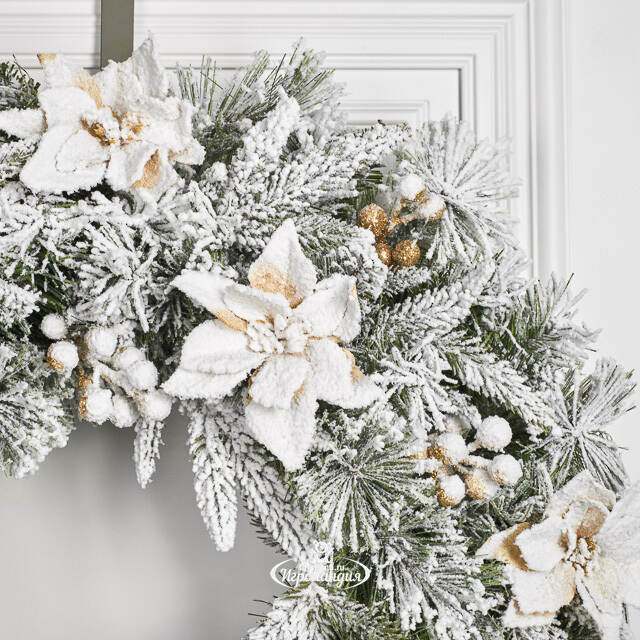 Венок Colonial заснеженный 61 см, ЛИТАЯ + ЛЕСКА + ПВХ National Tree Company