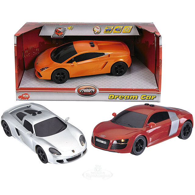 Машина спортивная Porsche серый 18 см свет звук DICKIE TOYS